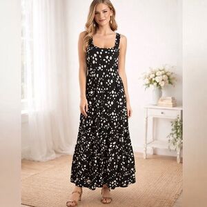 Linda Anderson Black Daisy Maxi Dress – Size M